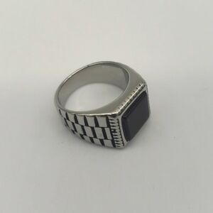 2206- Black Stone Handmade Men's Ring Size 9 NWT